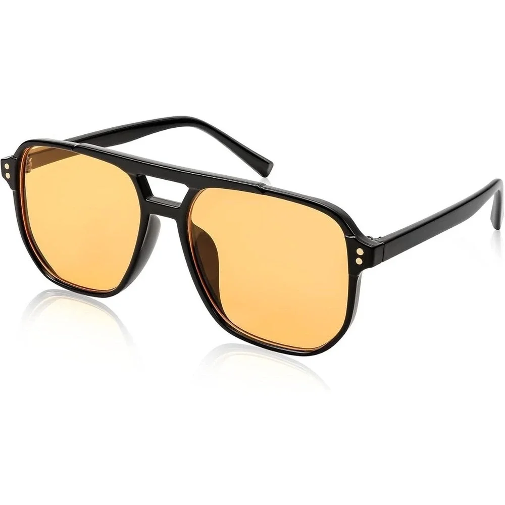 Men Retro‎ Vintage 70s Sunglasses Yellow Lens Shades Street Wear Eye Glasses Hot